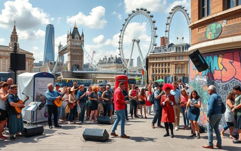 where to find street performers in London